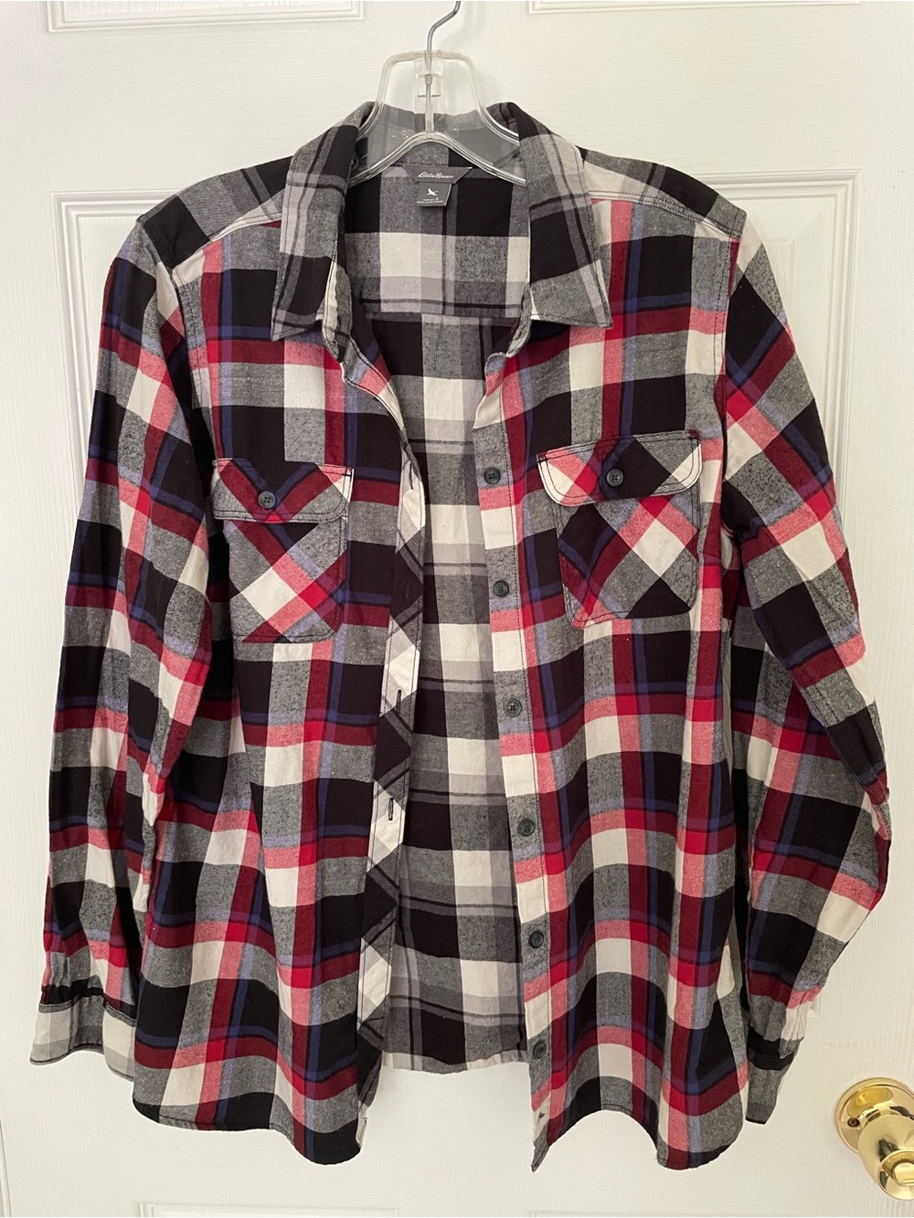 Eddie Bauer Women's Long Sleeve Plaid Flannel Shirt size Large